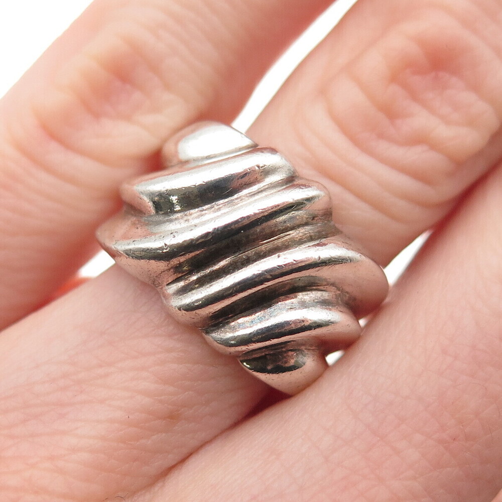 Chapal Zenray 925 Sterling Silver Vintage Modernist Oxidized Ring Size 6
